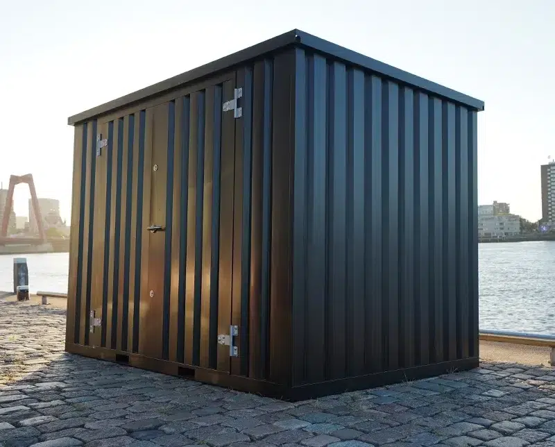 Container 3 x 2 in het zwart vanaf de zijkant