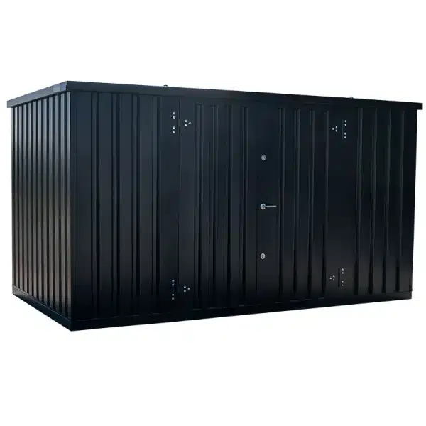 Demontabele container 5x2 meter in RAL 9005 zwart met dubbele deuren aan de lange zijde
