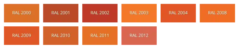 RAL kleurenkaart met verschillende Oranje tinten