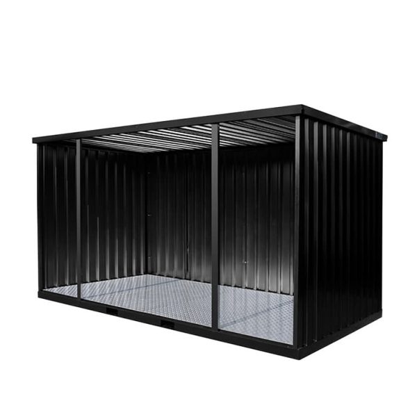 openside container, openzijkant, serre, terras met witte achtergrond