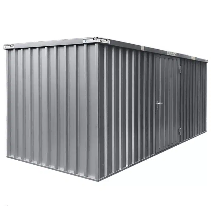 5x2 snelbouwcontainer zonder vloer met een enkele deur op de lange zijde