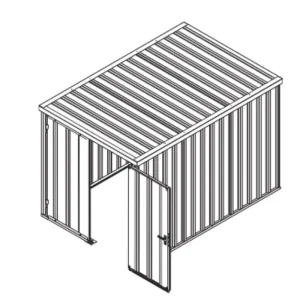 Tekening van het zijaanzicht vanaf boven van de premium bodemloze container